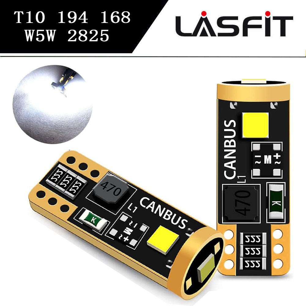 LASFIT T10 LED License Plate Light Bulbs 6500K Super Bright White 168 2825 194