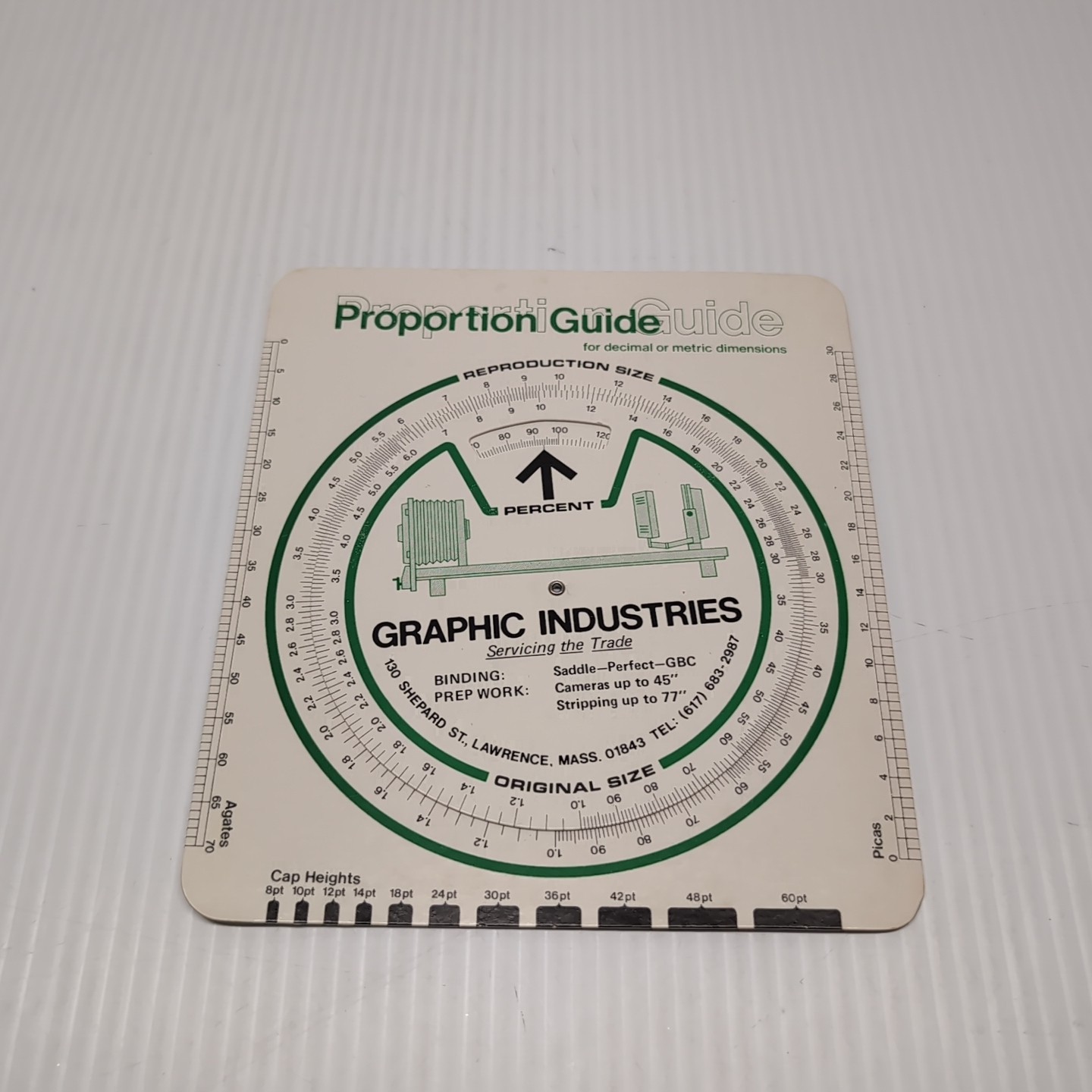 Vintage Slide Chart Corp Proportion Guide Graphic Industries 1979