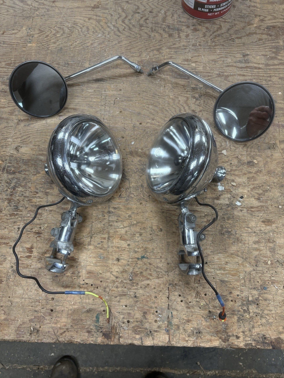 Pair Of Vintage Unity Mfg. S6 Headlamps Plus R+L Pair Ken Sean 4-1/2” mirrors Pair Of Vintage Unity Mfg. S6 Headlamps Plus R+L Pair Ken Sean 4-1/2” mirrors