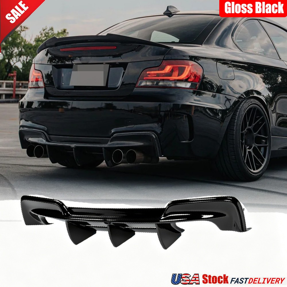 Fit For BMW E82 1M Coupe 2011-2016 Gloss Black Rear Bumper Diffuser Lip Body Kit