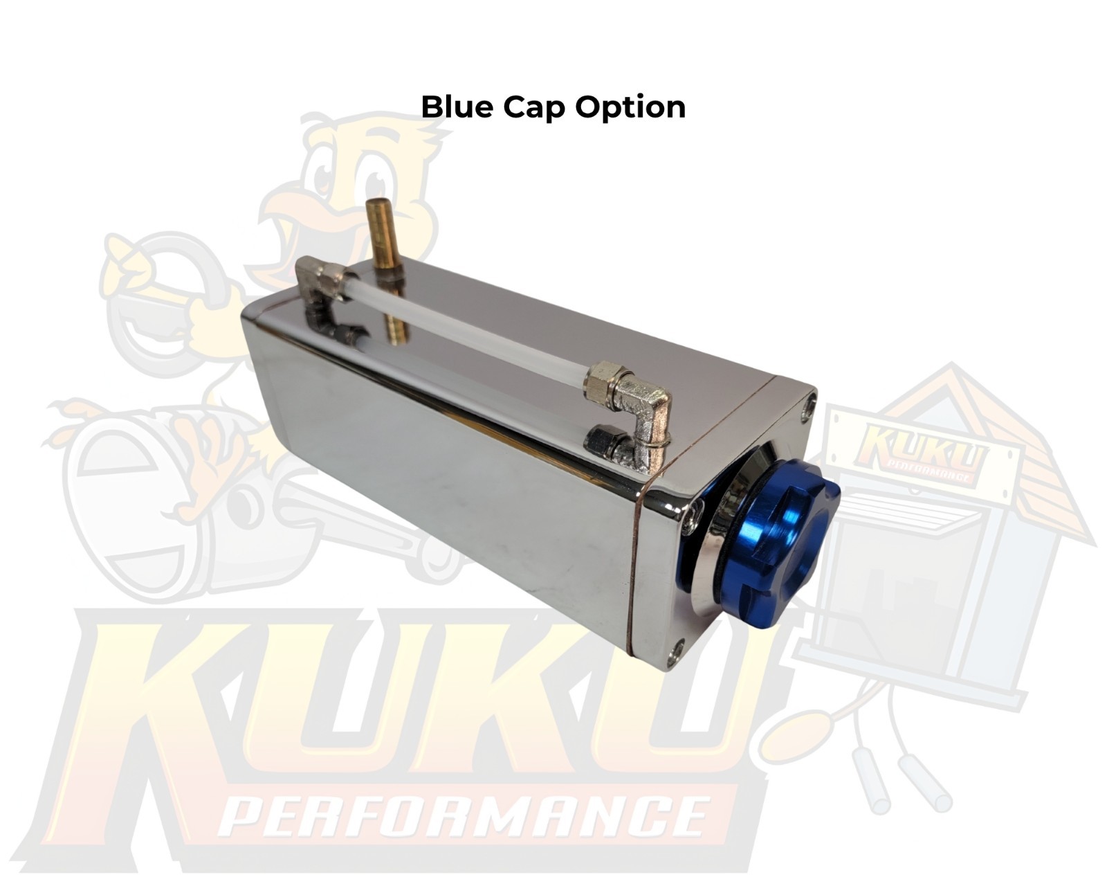 OBX Forza Universal Aluminum Coolant Reservoir Tank | Blue Red Chrome Cap Kit