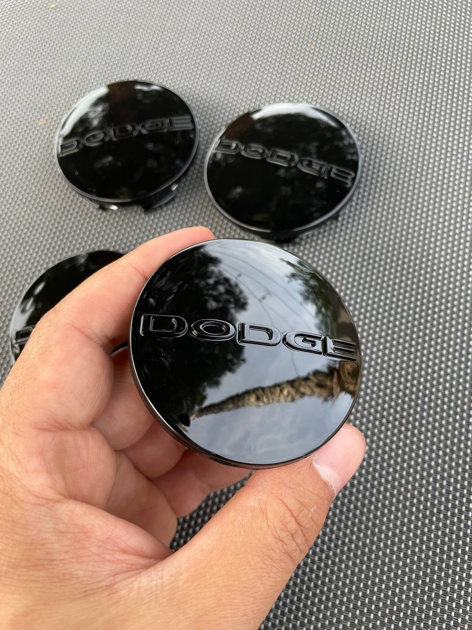 DODGE 4X GLOSSY BLACK 63 mm/2.48 in Center Caps - Fits Most Models