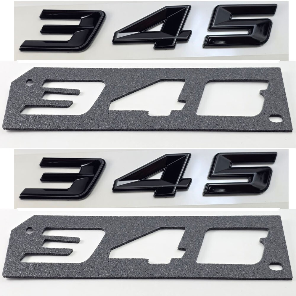 2x 345 Gloss Black w Black Side Fender Emblem Badge - Fits Dodge Mopar 345 HEMI