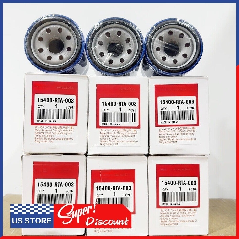 NEW 6x Honda Oil Filters AND Gaskets MADE IN JAPAN 15400-RTA-003 JDM NEW
