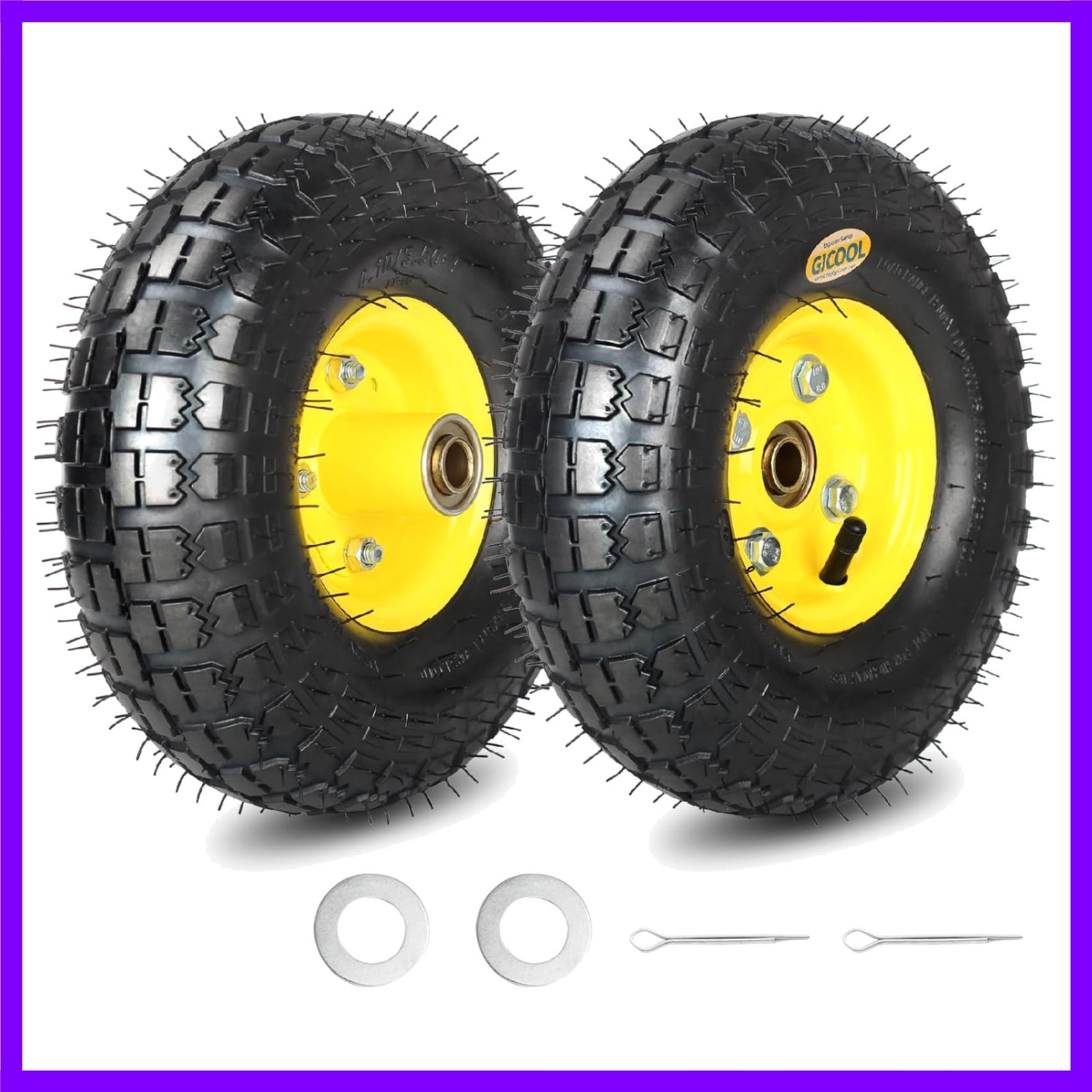 4.10/3.50-4 Rubber Pneumatic Tire, for Hand Truck Dolly Cart 2 Pack