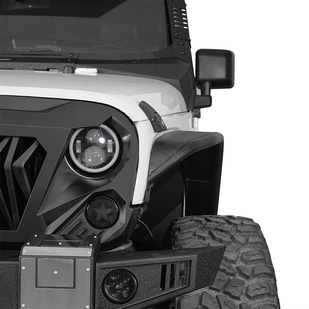 4Pcs Steel Flat Tube Front & Rear Fender Flares for 2007-2018 Jeep Wrangler JK 