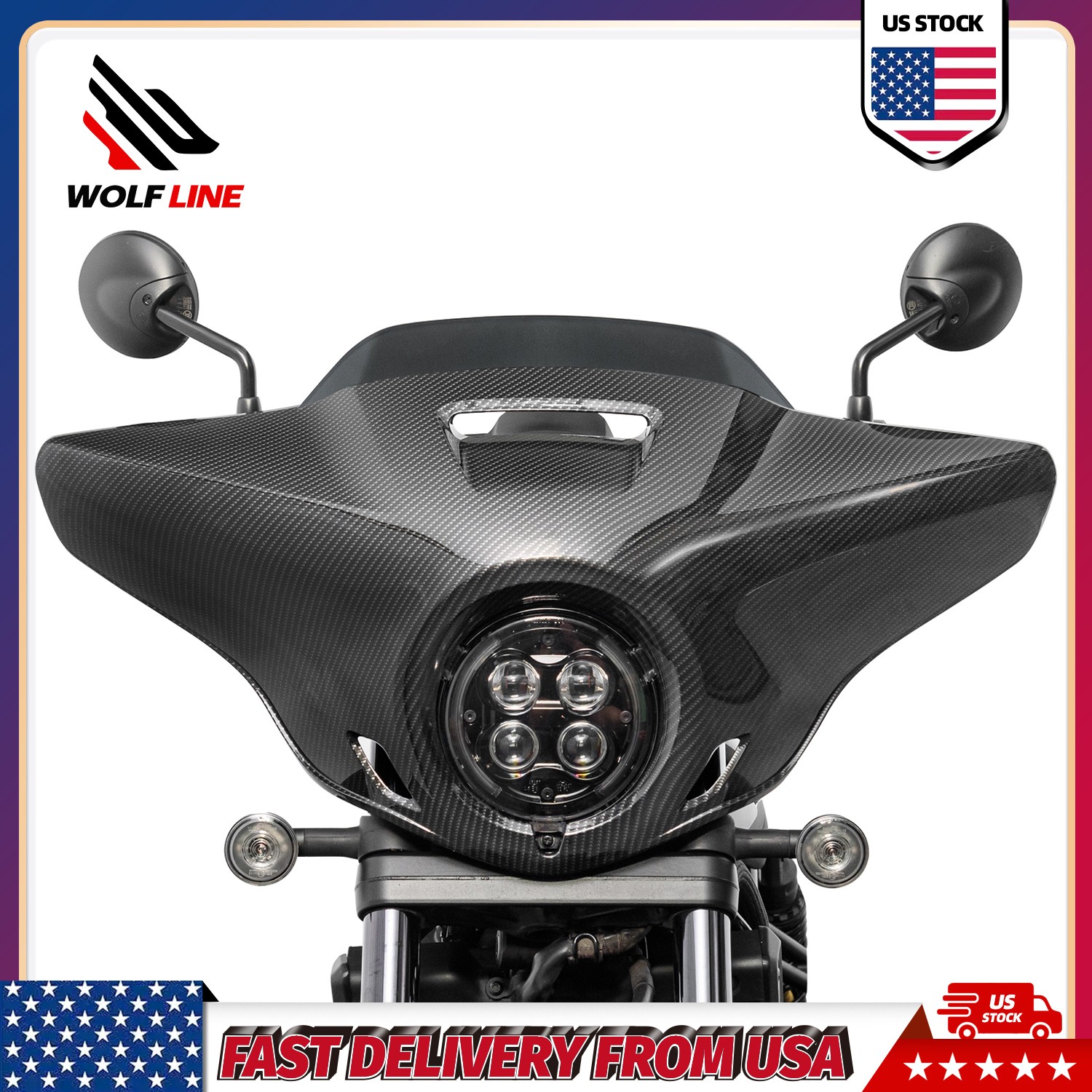 WOLFLINE Windshield & Headlight Fairing Cowl for Honda Rebel 1100 2021-2026