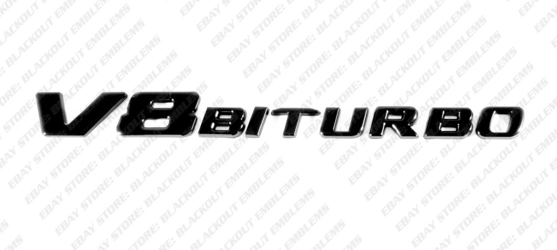 Gloss Black Emblem Badge Letters for Mercedes-Benz V8 Biturbo GT-S ML63 S63 AMG