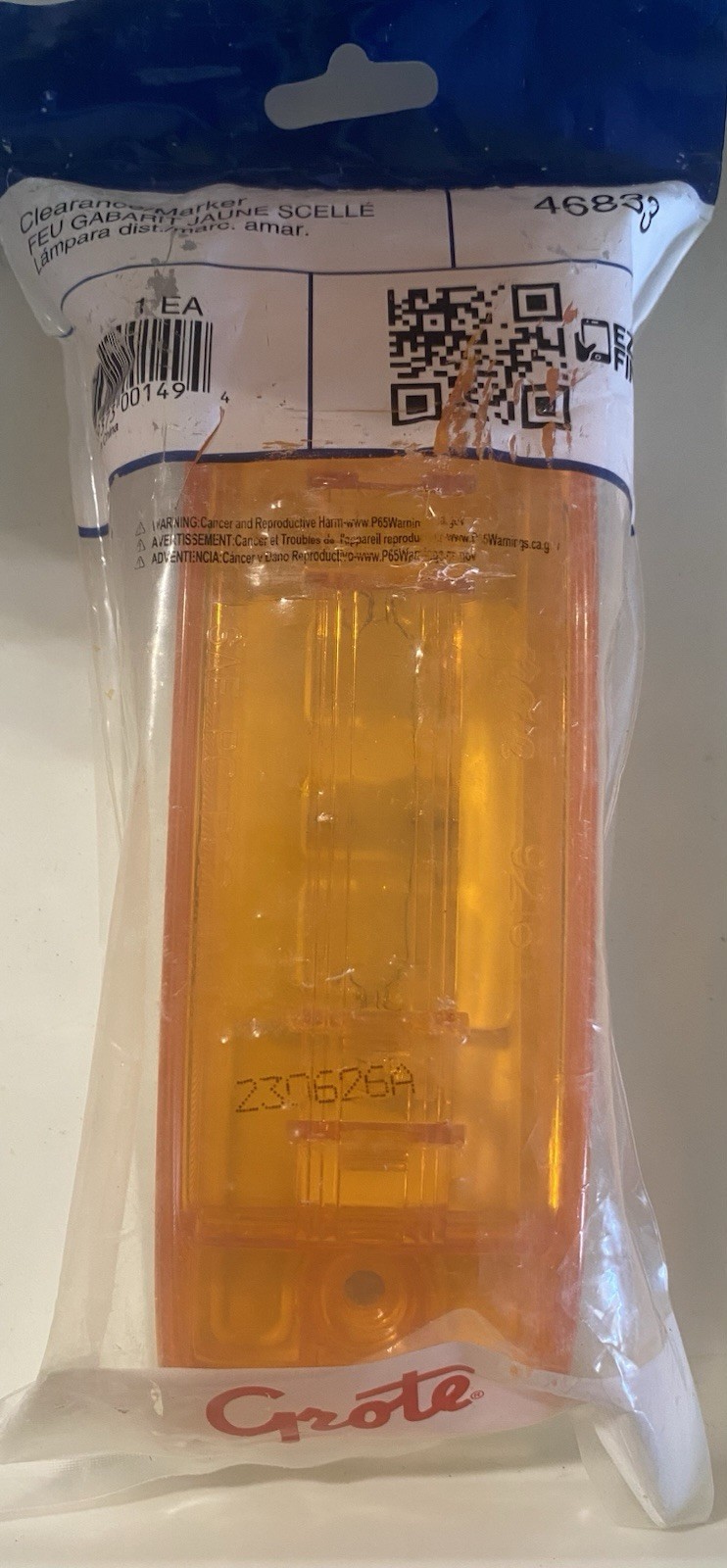 NEW Grote : Amber, Turtleback Clearance/Marker Lamp P/N: 46833 NEW Grote : Amber, Turtleback Clearance/Marker Lamp P/N: 46833