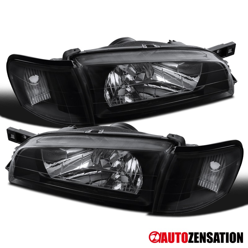 Fit 1995-2001 Subaru Impreza Black Headlights+Corner Signal Lamps Pair 95-01 Fit 1995-2001 Subaru Impreza Black Headlights+Corner Signal Lamps Pair 95-01