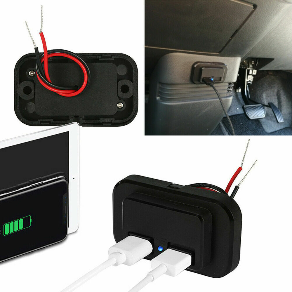 12V-24V 3.1A Dual USB Port Car Fast Charger Socket Power Outlet LED Waterproof