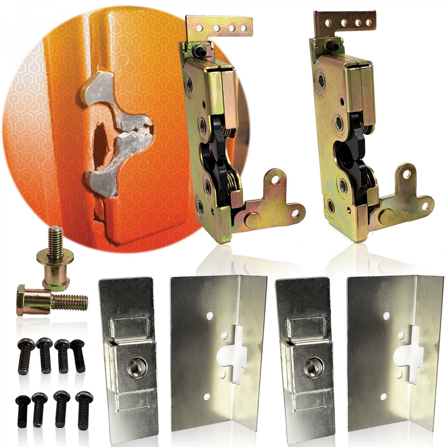 Large Bear Claw Car Door Locking Latch Set Install Kit Mounting Plates Strikers 