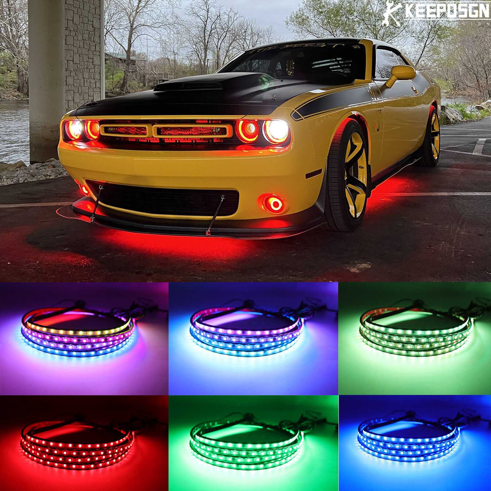 For Dodge Challenger SRT 392 Scat Pack 6PCS RGB Underglow LED Kit Strip Lights