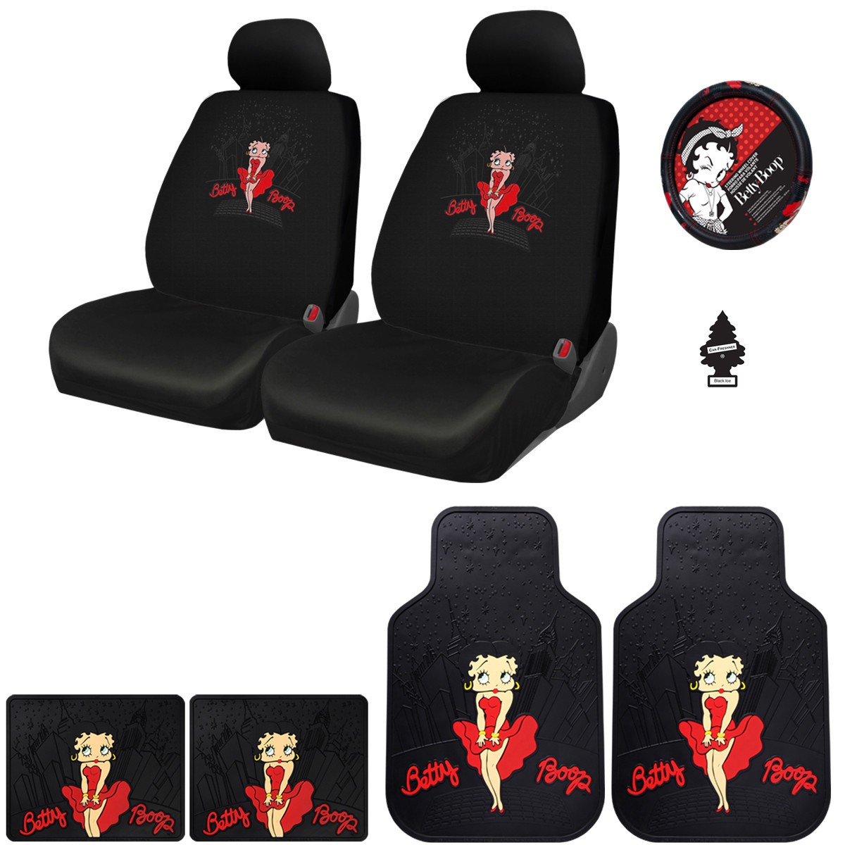 For Subaru Betty Boop Skyline Car Accessories Set Seat Covers Rubber Floor Mats