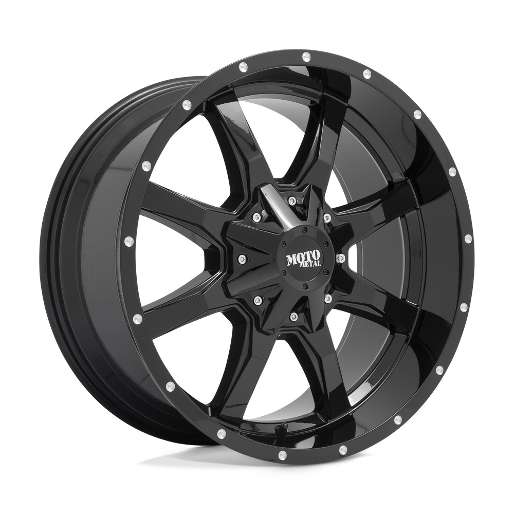 20x9 Moto Metal MO970 Gloss Black W/ Milled Lip Wheel 6x5.5/6x135 (18mm)
