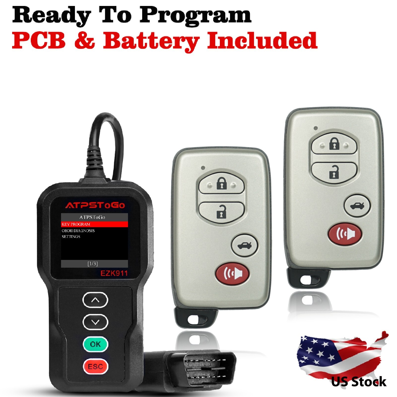 2pc For 2007 2008 2009 2010 2011 TOYOTA Camry Smart Remote Key Fob Program Tool 2pc For 2007 2008 2009 2010 2011 TOYOTA Camry Smart Remote Key Fob Program Tool