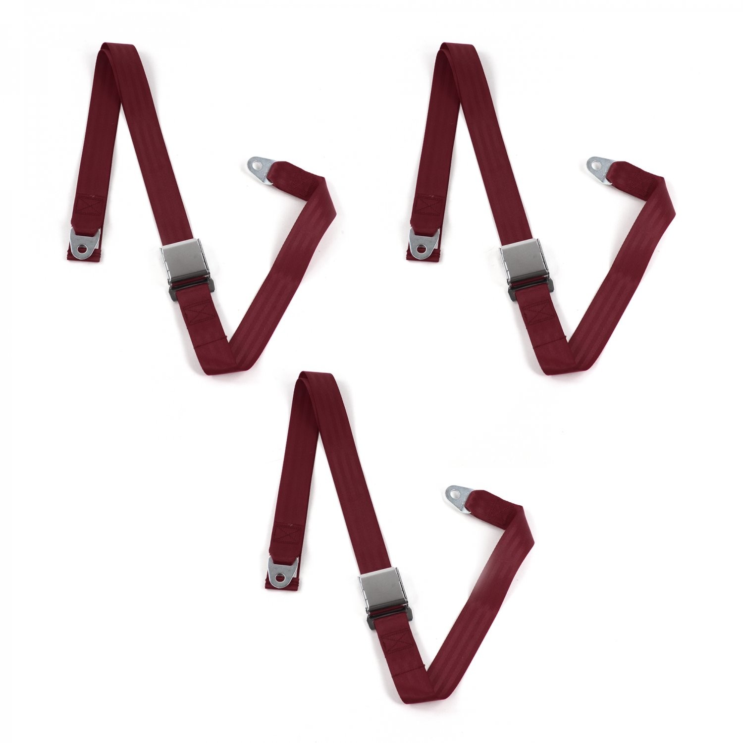 Chevy Truck 1935 - 1940 Airplane 2pt Burgandy Lap Bench Seatbelt Kit - 3 Chevy Truck 1935 - 1940 Airplane 2pt Burgandy Lap Bench Seatbelt Kit - 3
