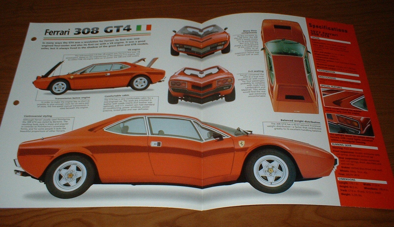 1977 Ferrari 308 GT4 Spec Sheet Brochure Poster Print Photo 77 73-80 GT