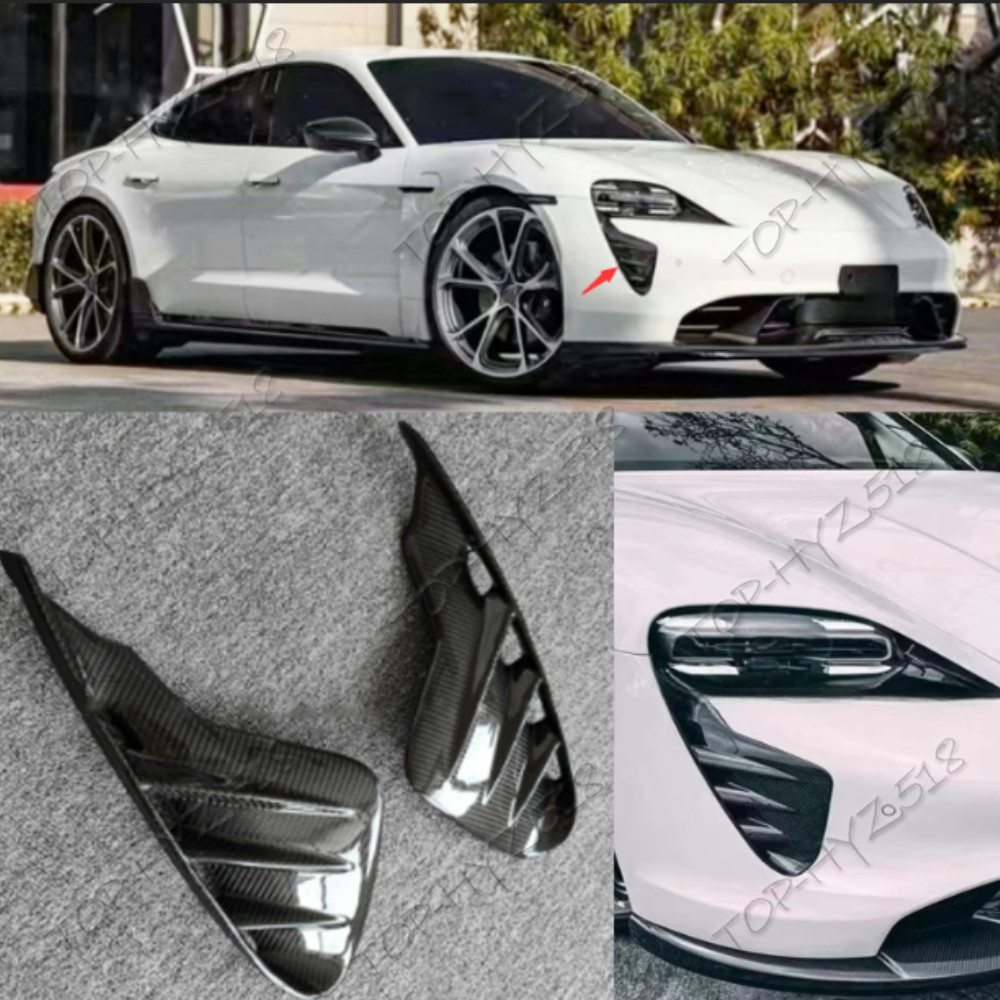 FOR 2020-2023 Porsche Taycan/Techart carbon fiber front butterfly wind knife2Pcs FOR 2020-2023 Porsche Taycan/Techart carbon fiber front butterfly wind knife2Pcs