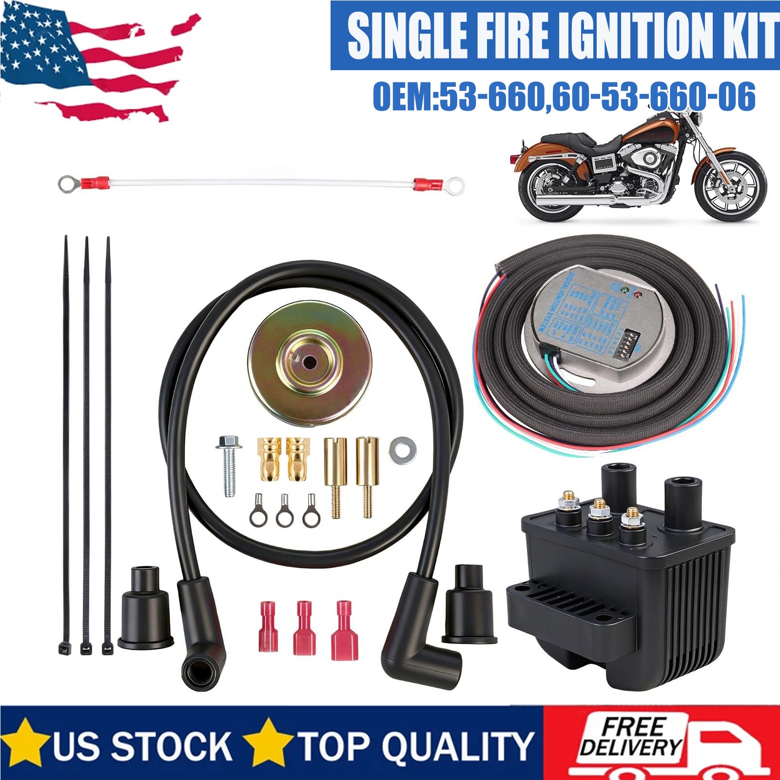 NEW 53-660 Ultima Single Fire Programmable Ignition Kit For Big Twin Evo 53-644