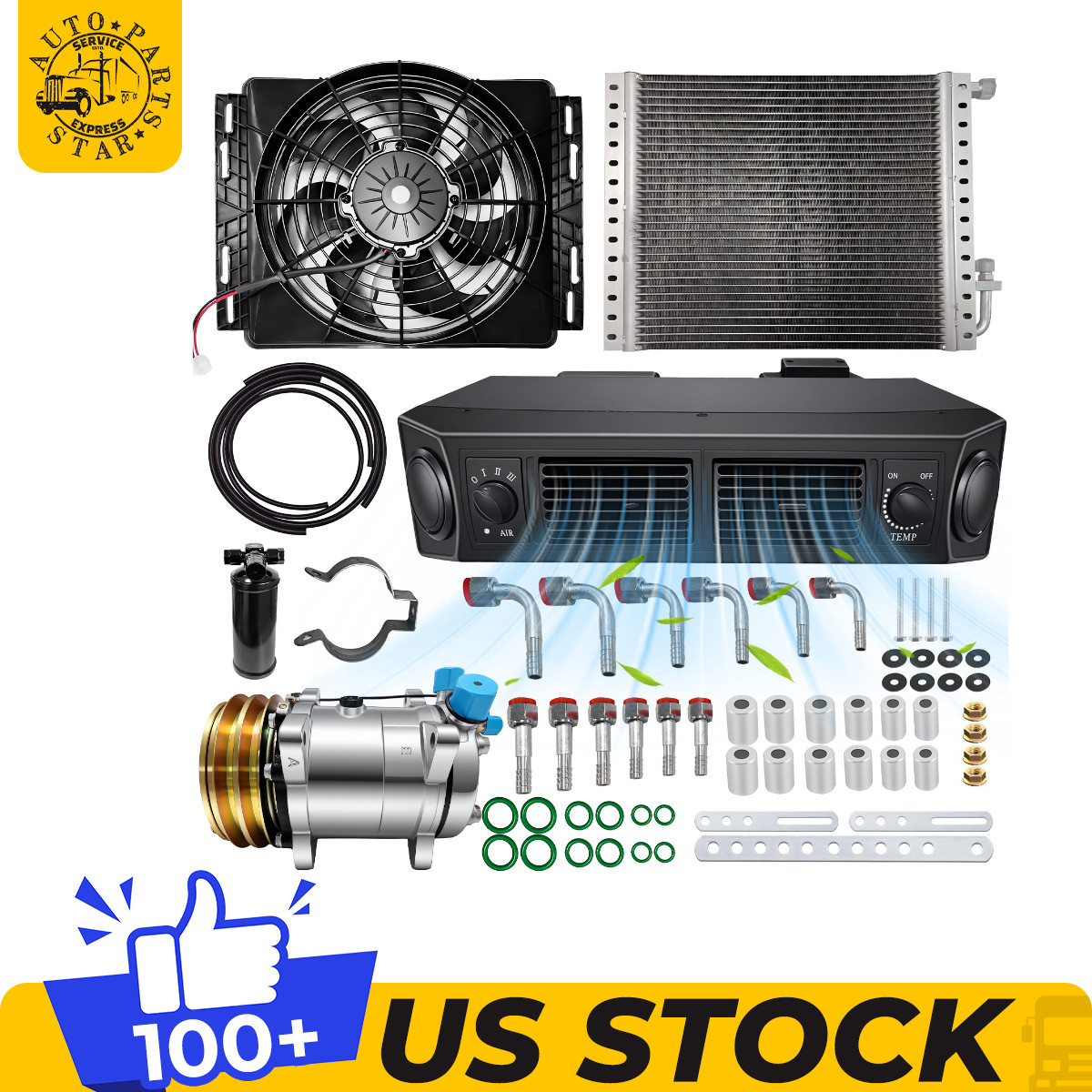 Universal 12V Engine Belt Driven Under Dash Air Conditioner Kit #432-100 For Van