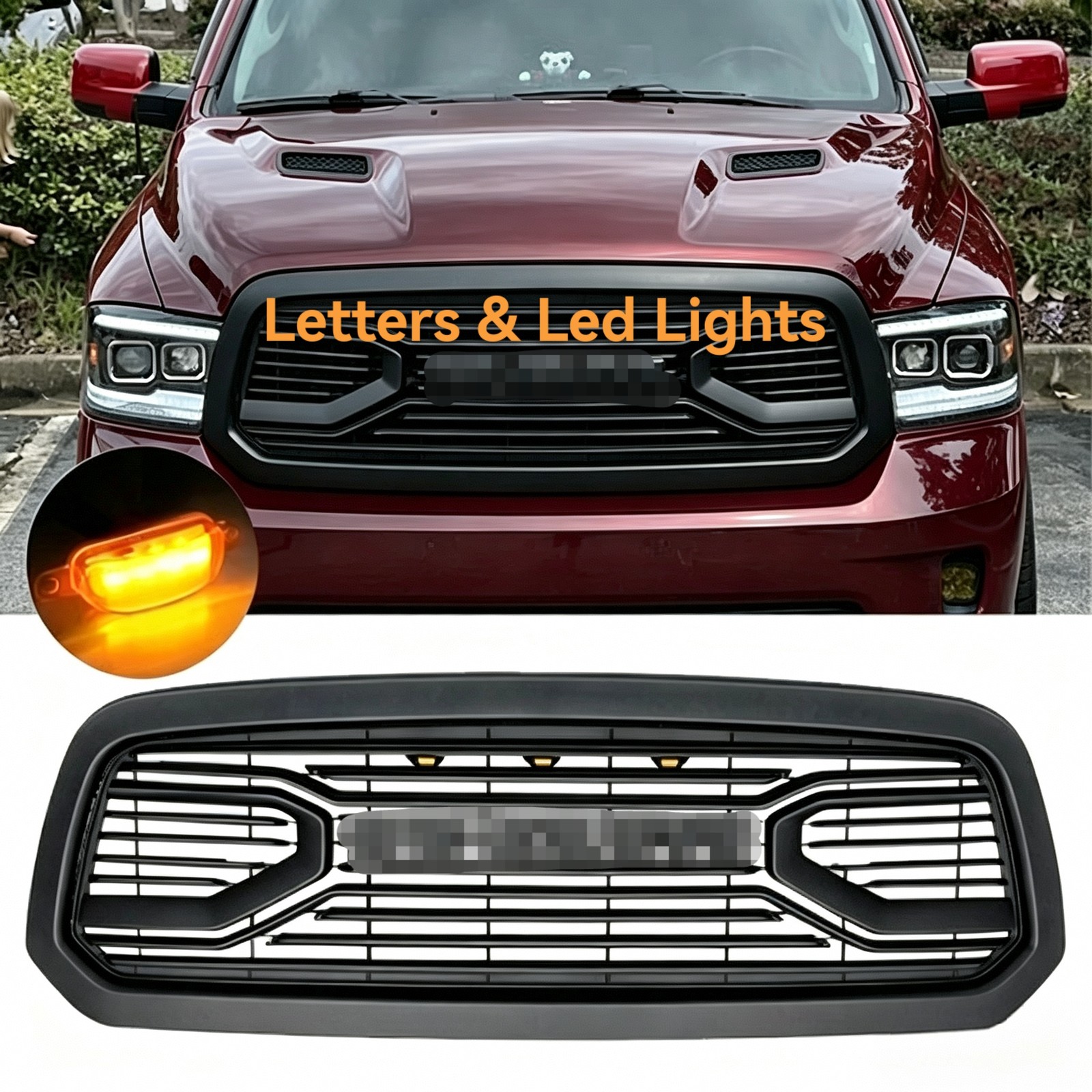 Rebel Style Grille Fit for 2013 - 2018 Dodge Ram 1500 Front Bumper Grill Letters