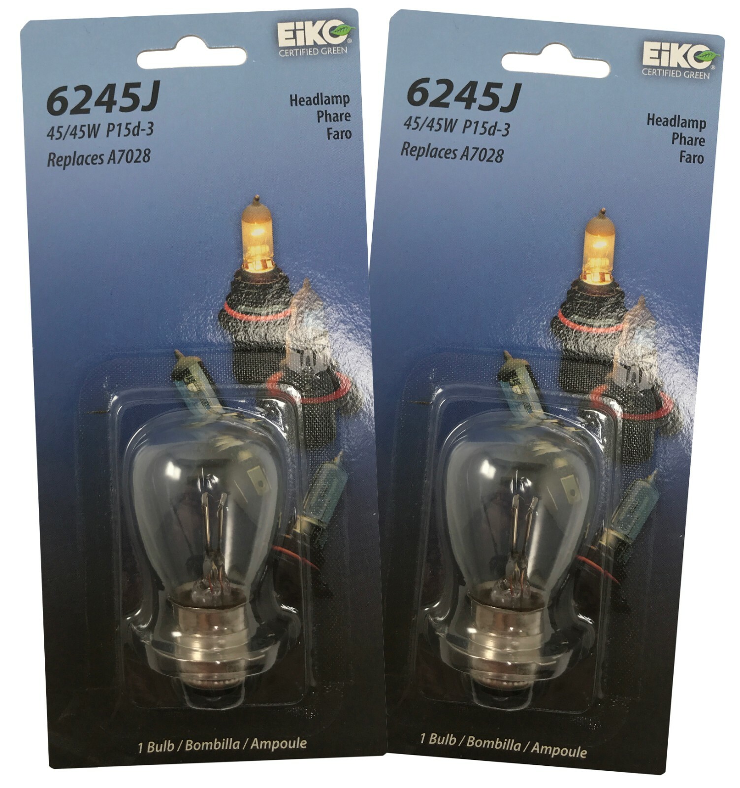(2) Peak 6245J Clear Light 12.8V 45/45W RP-10 P15D-3 Halogen Bulb Headlamp A7028