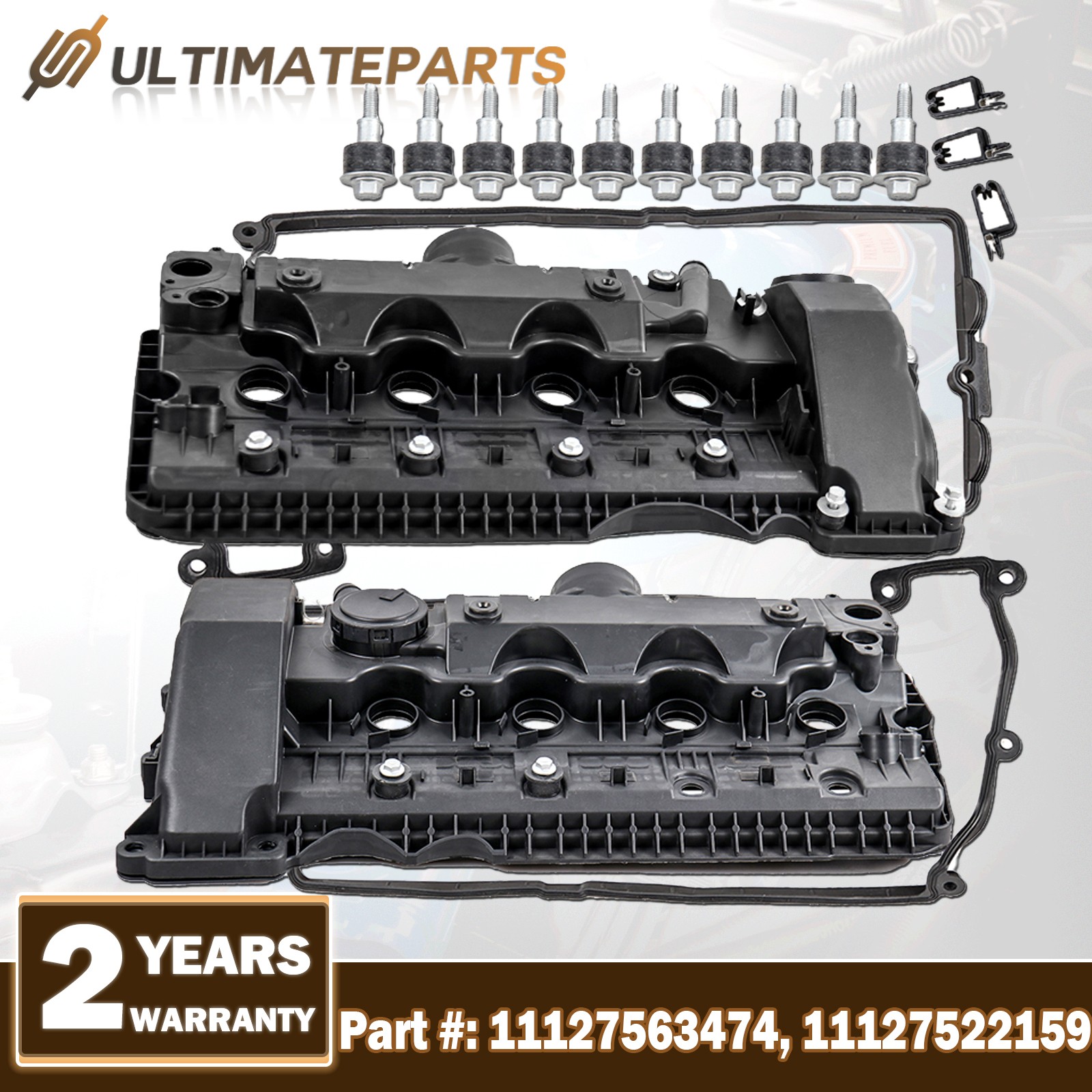 Pair Engine Valve Cover w/Gasket For BMW 545i 550i 645Ci 650i 745i 745Li 750i X5