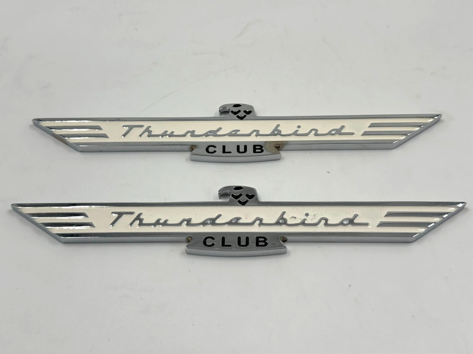 Fit For 70\'s Ford Thunderbird Decorative Emblem Ornament Tail Badge White 2pcs