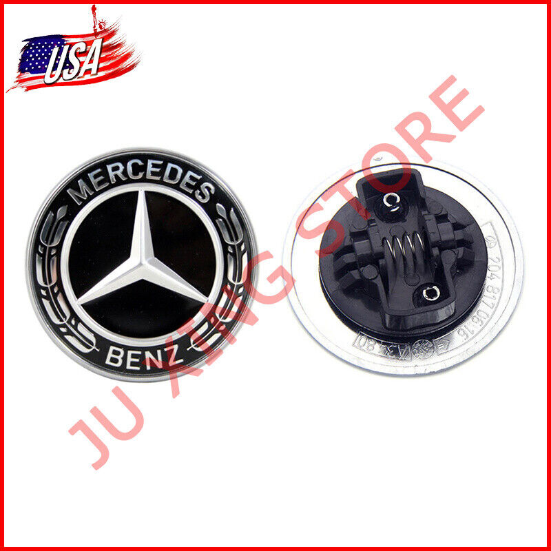 57mm Black Flat Hood Ornament Badge Emblem For Mercedes Benz C-class W205 W204