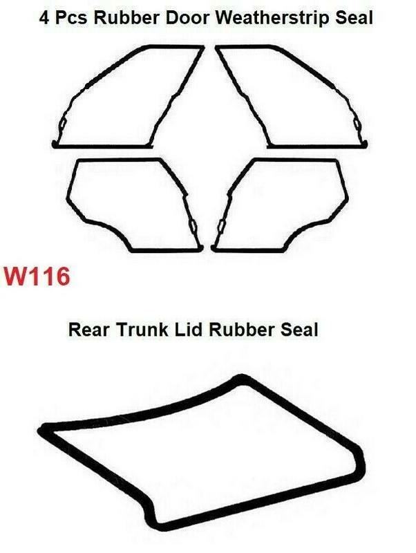 4 x Door + 1 x Trunk Rubber Weatherstrip Seal Set 5 Pieces Mercedes Benz W116