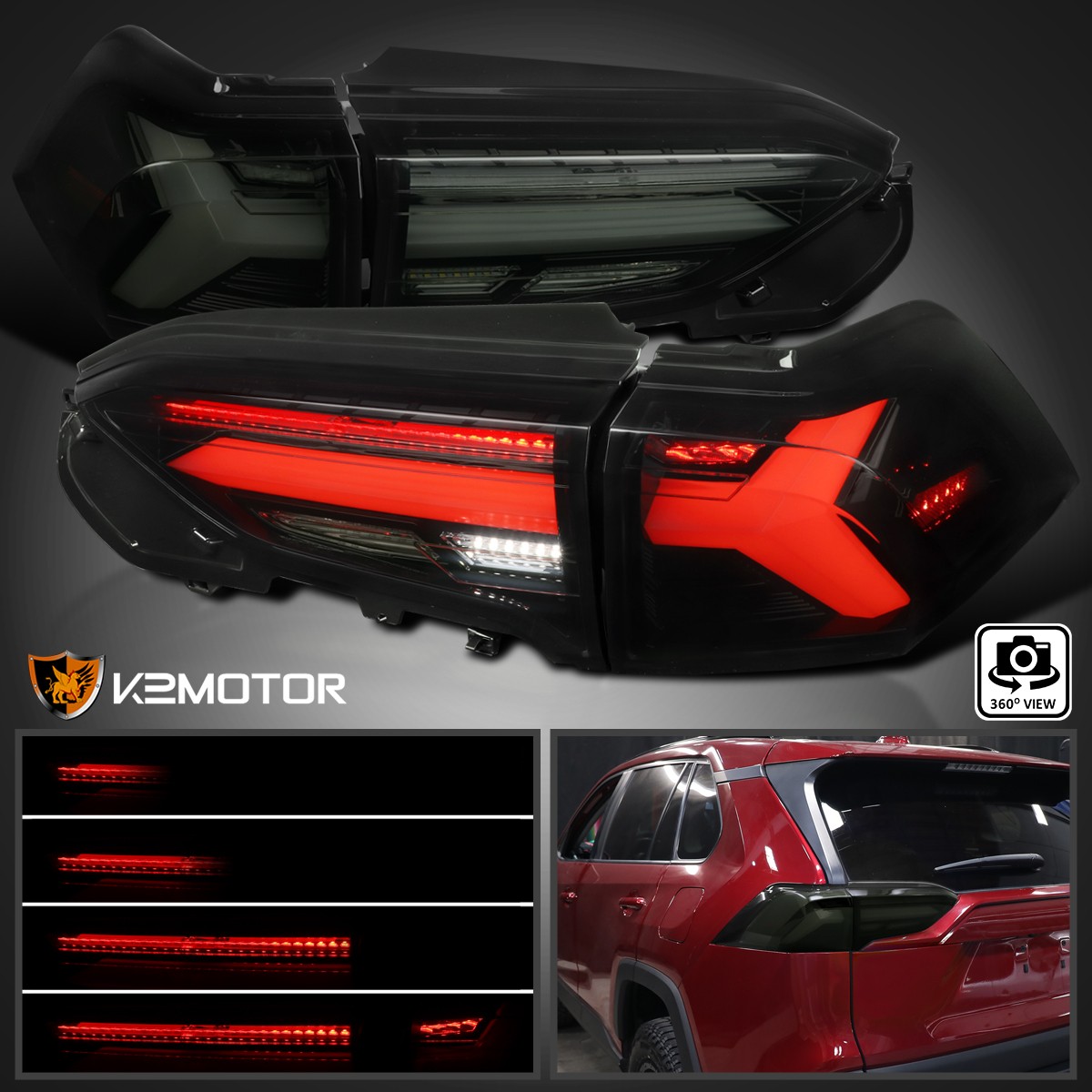 Black/Smoke Fits 2019-2024 Toyota RAV4 LED Sequential Signal Tail Brake Lights Black/Smoke Fits 2019-2024 Toyota RAV4 LED Sequential Signal Tail Brake Lights