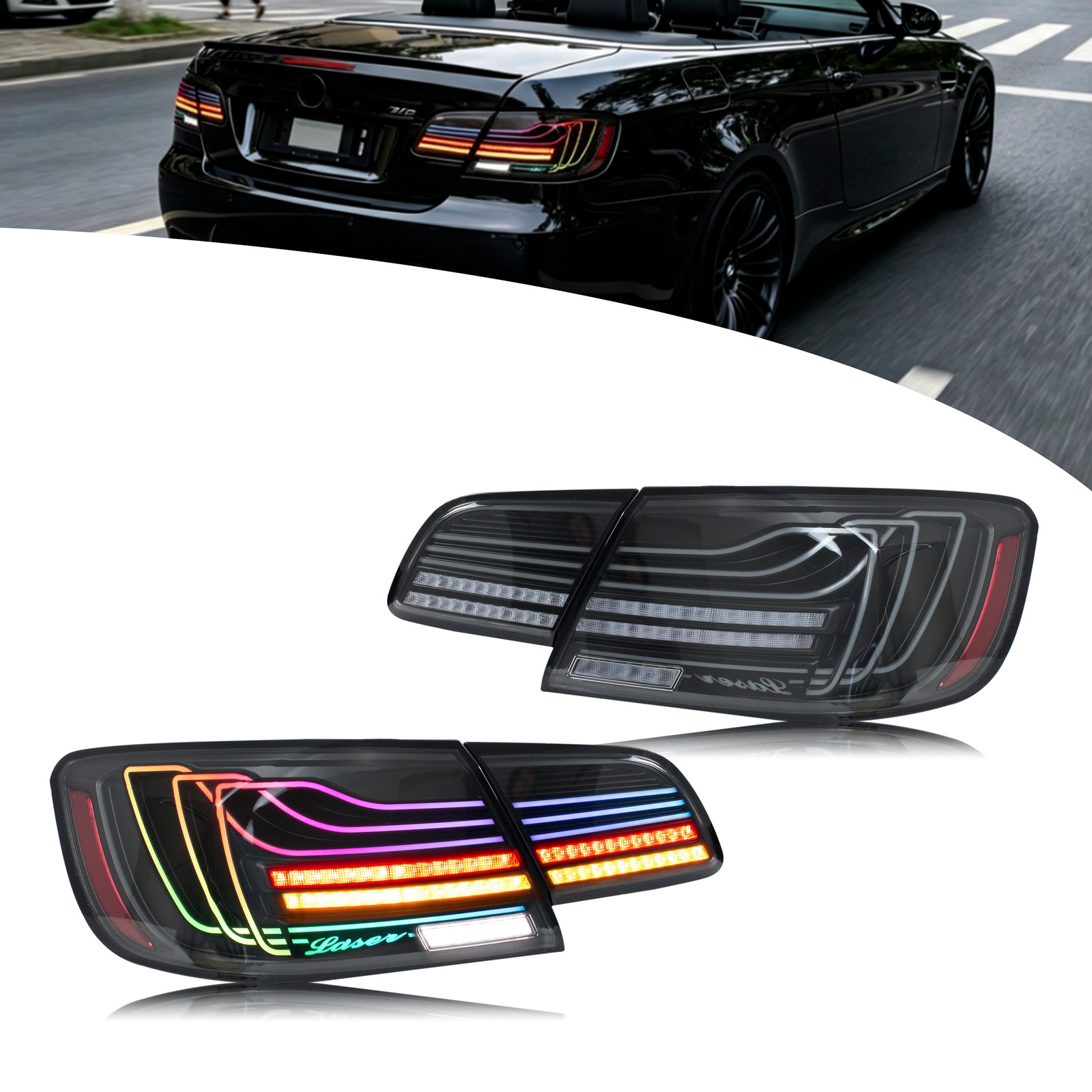 LED RGB Tail Lights for BMW 3-Series M3 E93 325i 335i 07-13 Rear Lamps Assembly