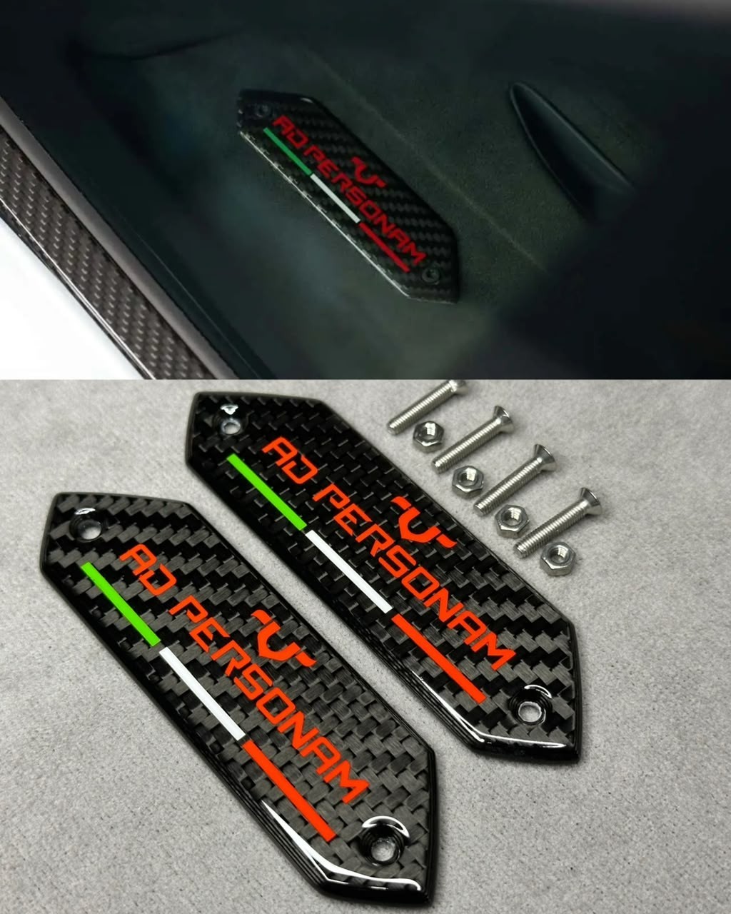 for Aventador red AD PERSONAM carbon pillar emblem badges set interior LP700-4