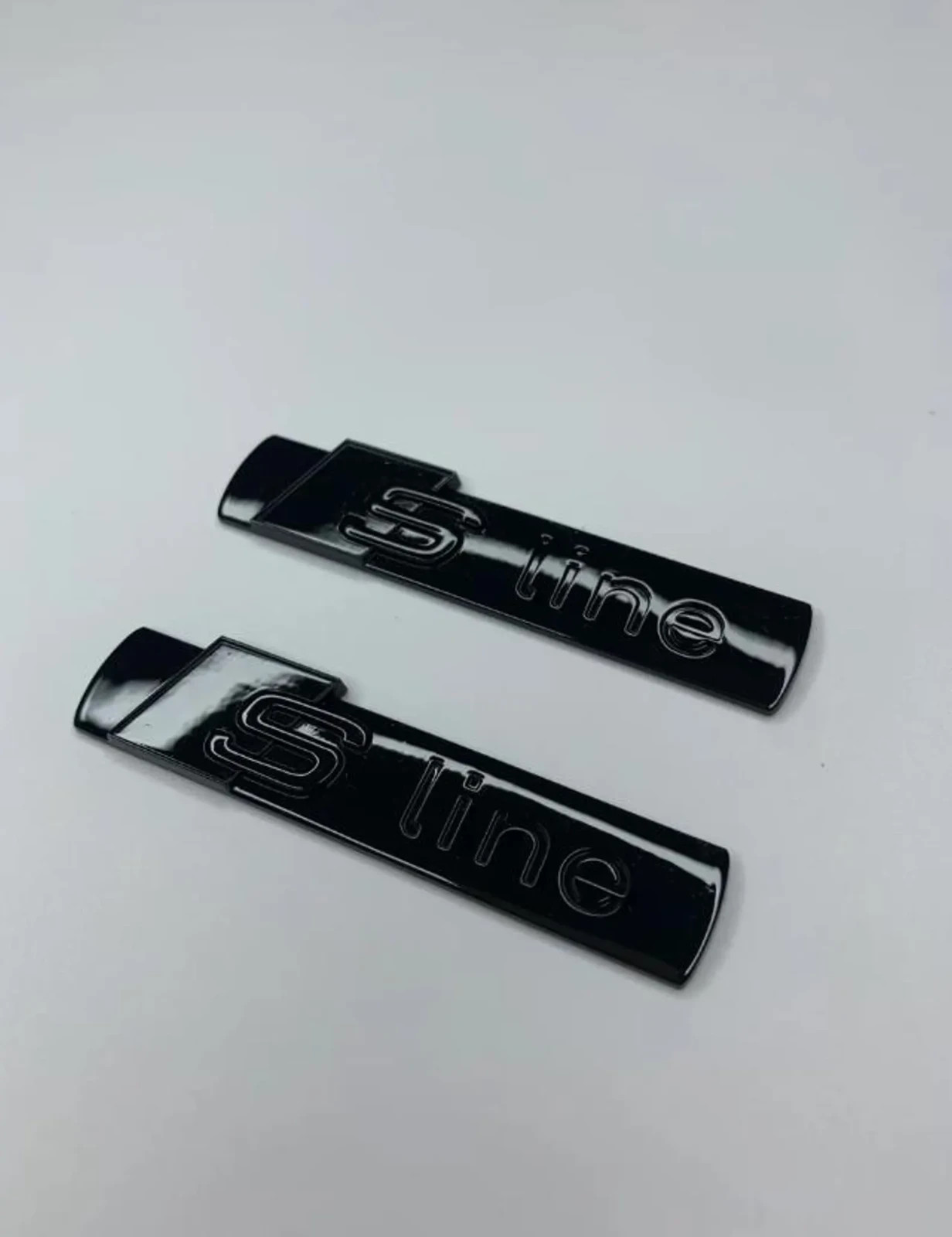 2Pcs Metal S Line Badge Car Decal Emblem Sticker for Audi S line Gloss All Black
