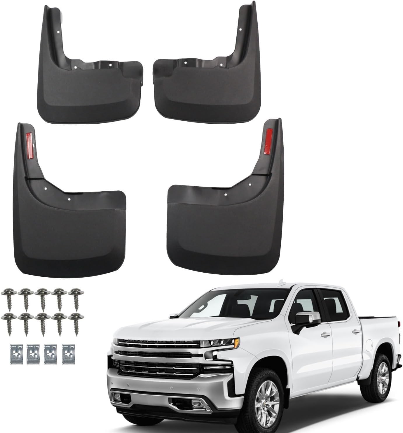 4-Piece Mud Guard Set for 2019-2026 Chevy Silverado 1500 Front & Rear Flaps