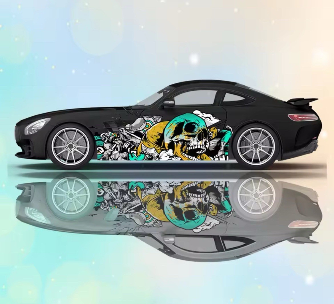 Skeleton Car Decal; Skull Car Decal; Cool Car Decals Both Sides; Car Livery