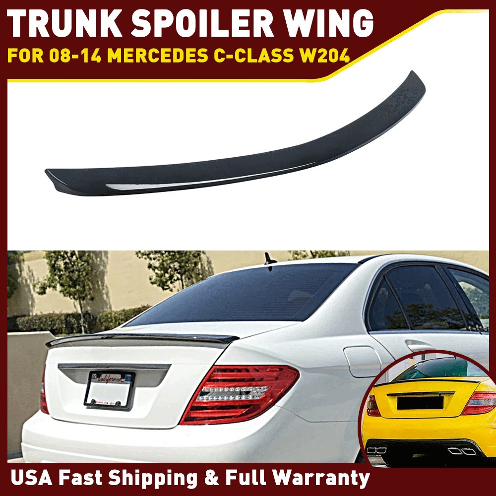 Black Rear Spoiler Trunk Wing Lip For Mercedes Benz W204 C250 C300 C350 08-14