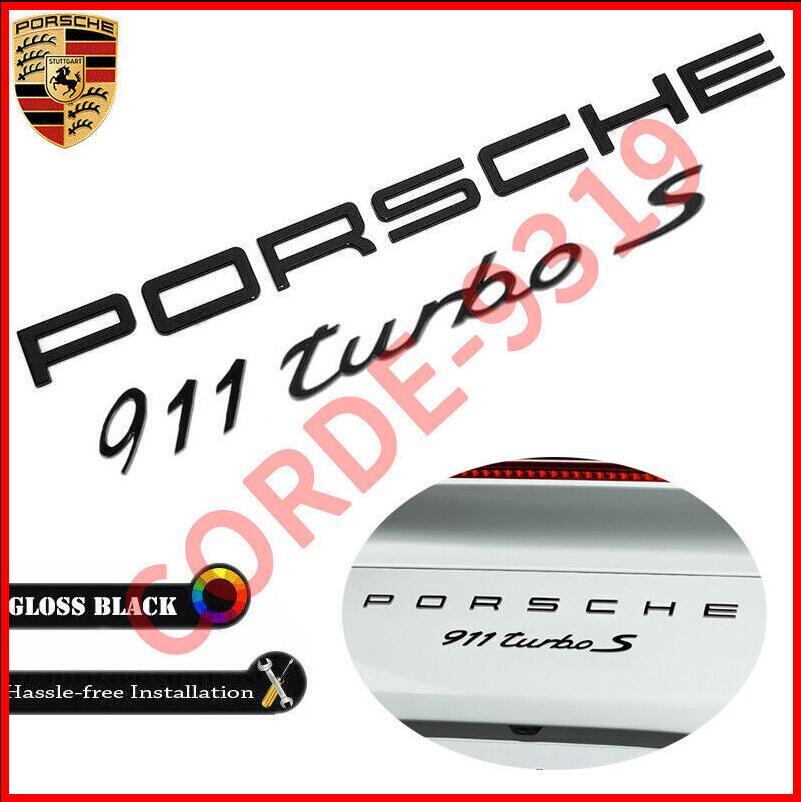 Gloss Black For 911 Turbo S Letters Rear Bumper Badge Liftgate Emblem Deck Lid