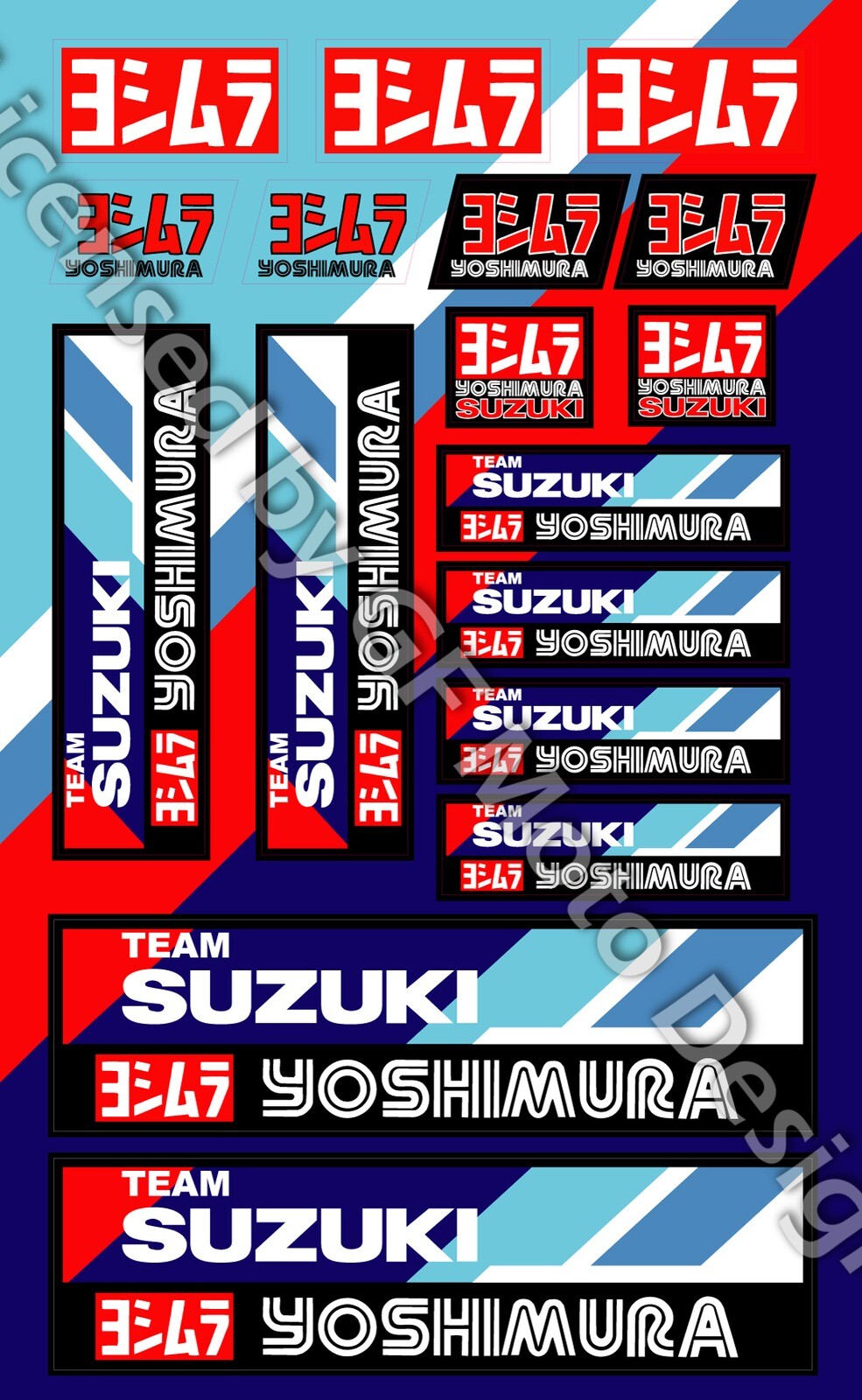 Suzuki GSXR Racing Team Motorcycle Decals Stickers GSX-R Yoshimura Laminated 
