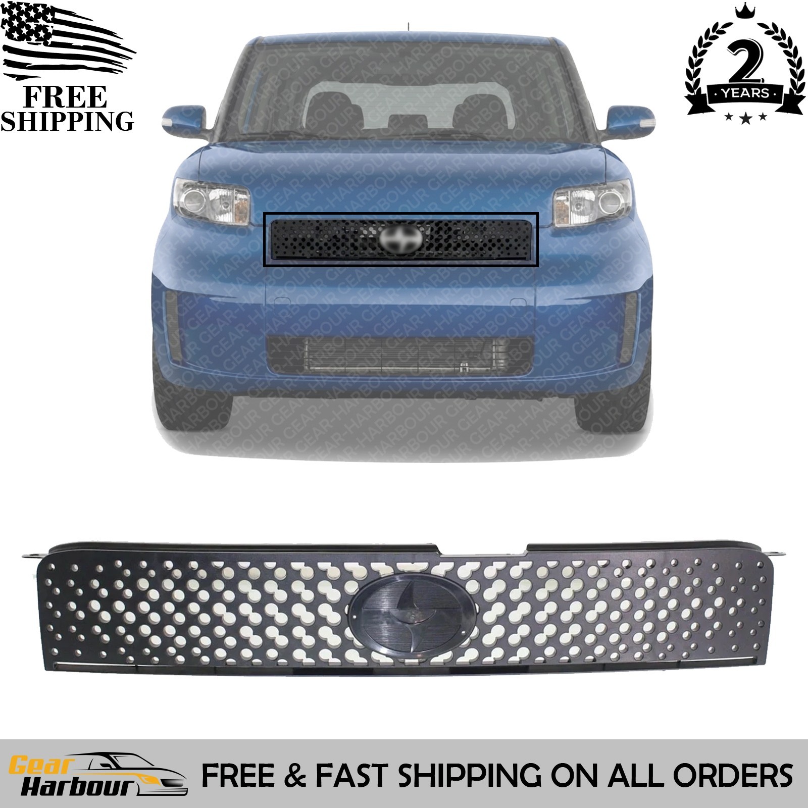 NEW Front Grille Textured Black Shell and Insert For 2008-2010 Scion xB