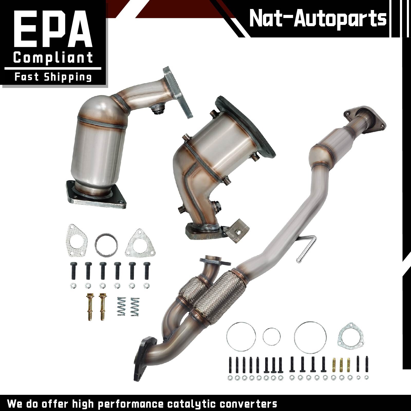 3 x Catalytic Converter For 2013-2019 Nissan Pathfinder 3.5L with Flex Y-pipe