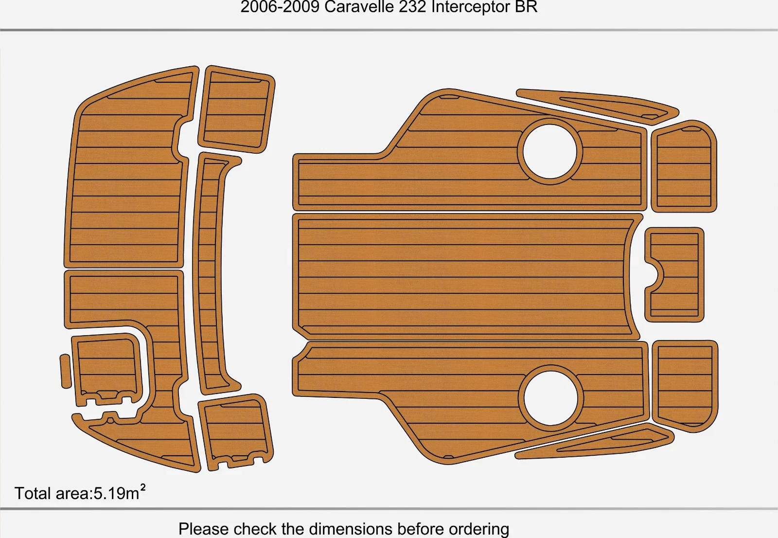 2007 Caravelle 232 Interceptor BR Anti-slip Custom EVA marine deck flooring mat