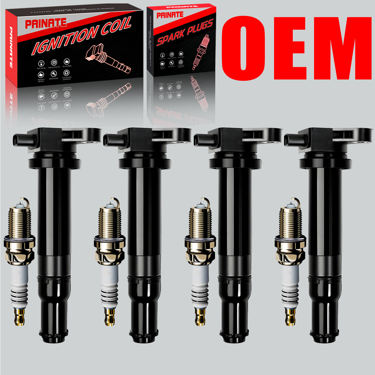 4X Brand OEM Ignition Coil & Iridium Spark plugs For Hyundai Accent Kia Rio 1.6L