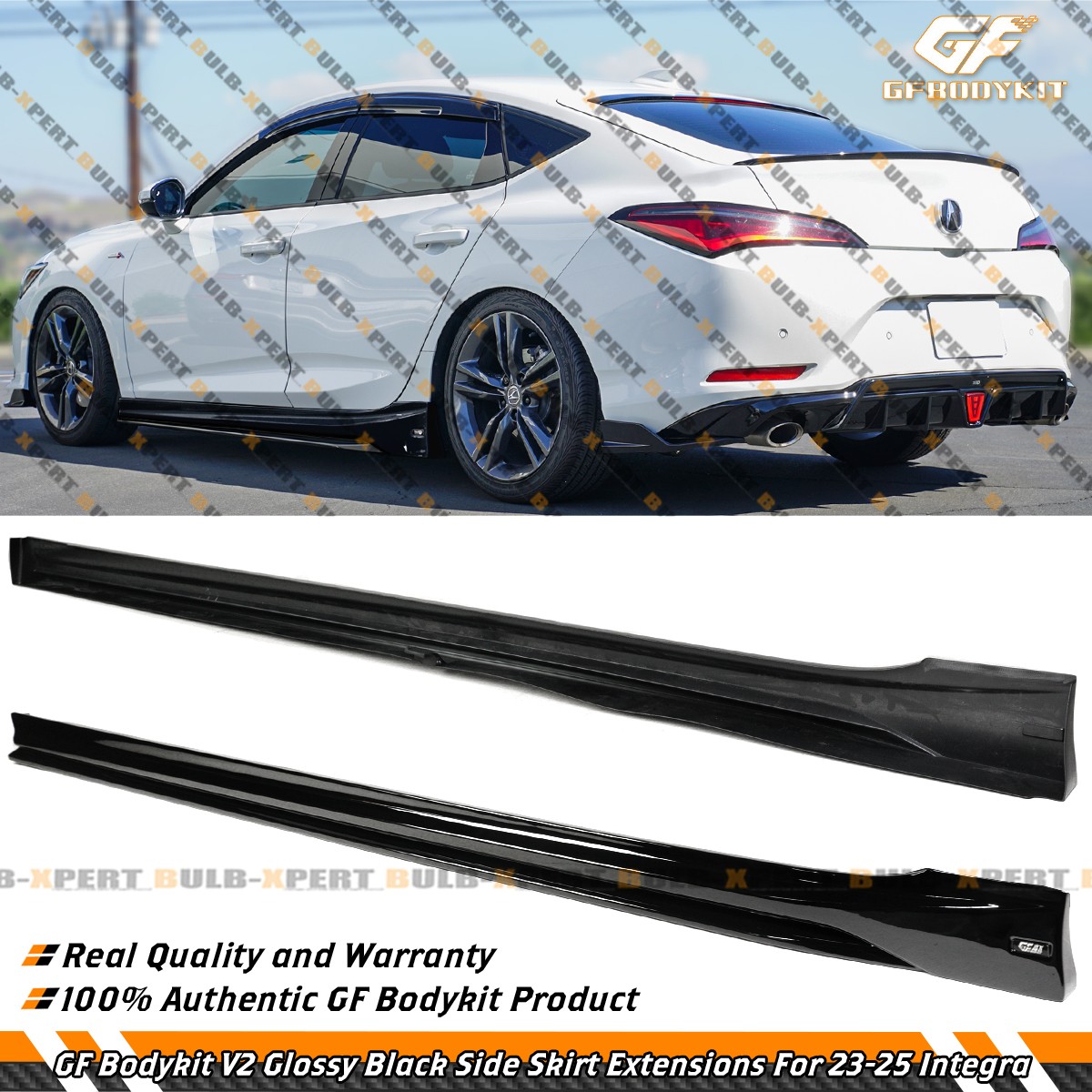 For 23-26 Acura Integra DE4 GF Bodykit V2 Gloss Black Addon Side Skirt Extension