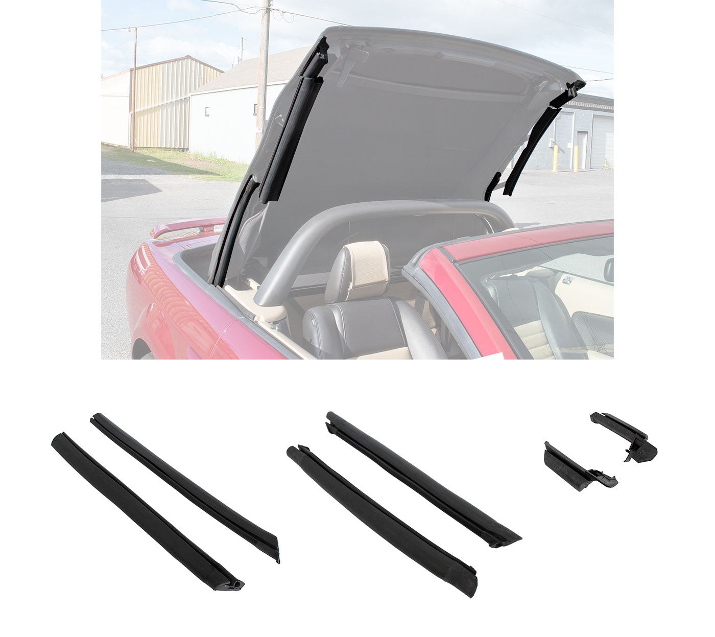 2005-2014 Mustang Convertible Top Front Center Rear Side Rail Rubber Seal Kit