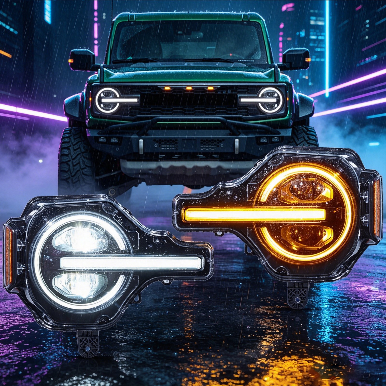 Pair Full LED Headlights For Ford Bronco 2021-2026 DRL Front Lamps w/Sequential