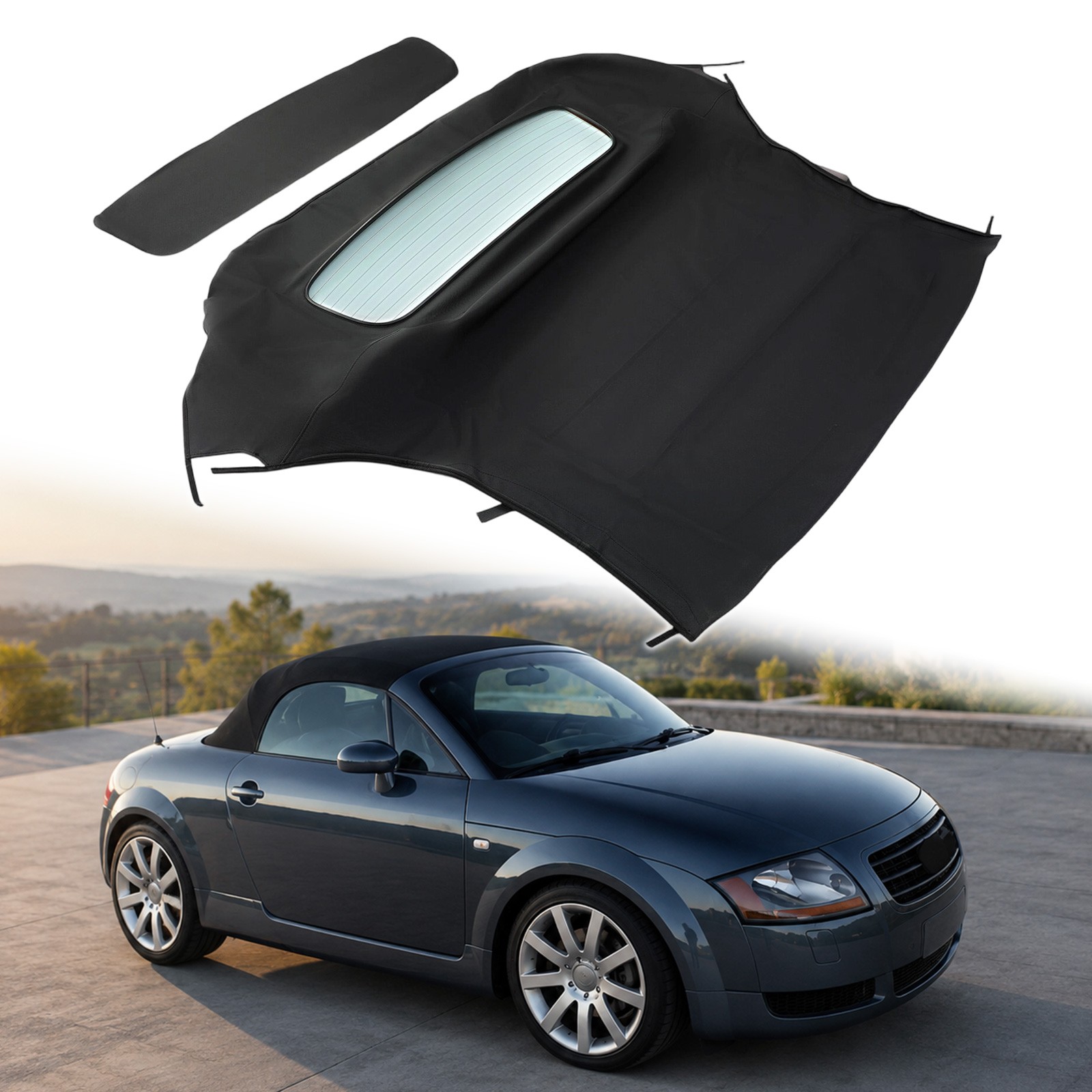 For Audi TT Convertible 2000 2001 2002-2006 Soft Top W/ Heated Glass Window BLK