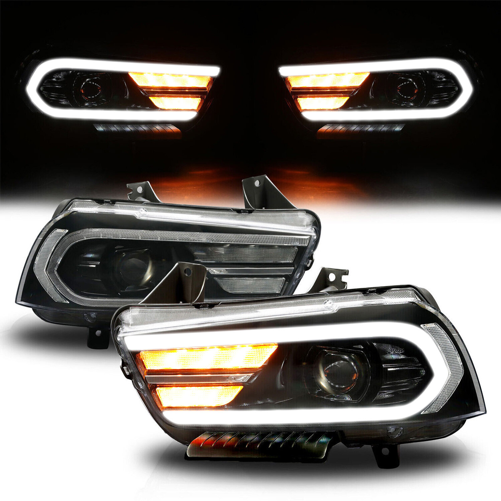 LED Projector Sequential Headlights Dual Beam Pair For Dodge Charger 2011-2014 LED Projector Sequential Headlights Dual Beam Pair For Dodge Charger 2011-2014