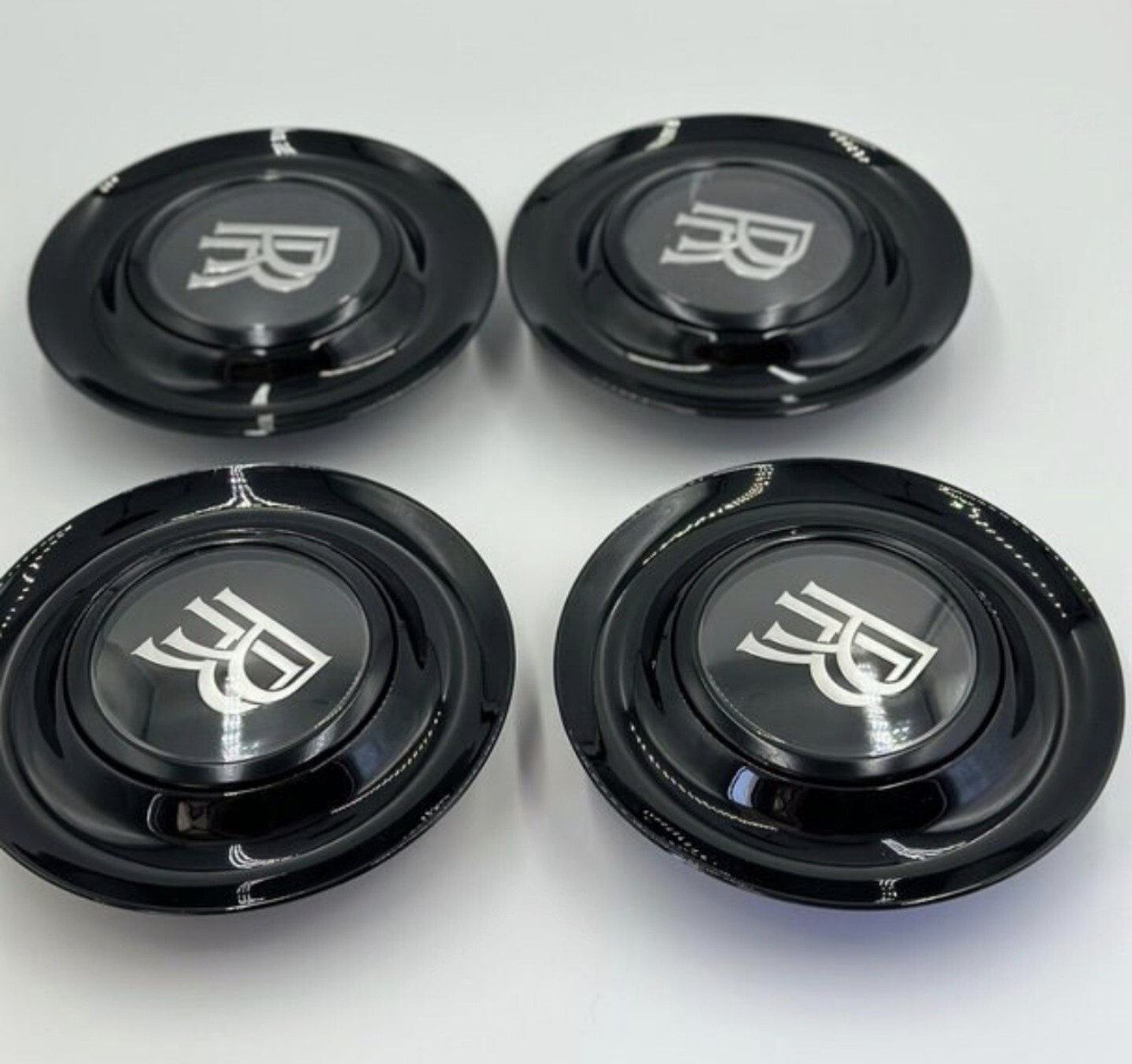 4 Custom Rolls Royce Style Phantom Ghost 183mm Floating Wheel Center Caps Set